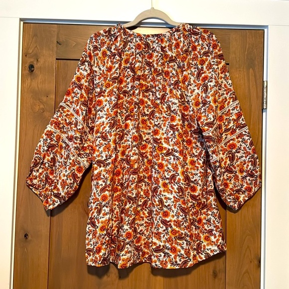 NWT Caffe Marrakesh button down Peasant Pirate Floral Crochet blouse Womens 2X - Picture 2 of 10